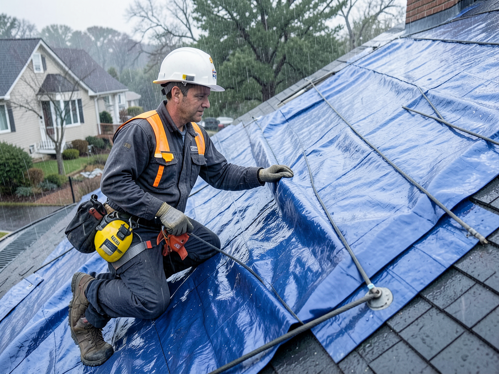 Emergency roof tarping and water mitigation servic
