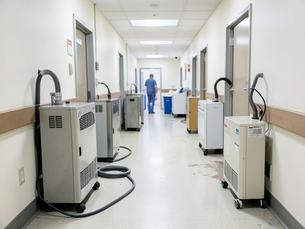 Rapid water damage restoration for medical center
